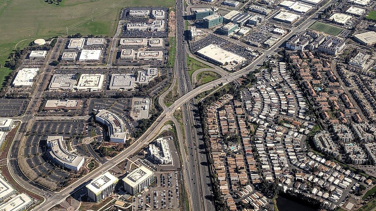 Aerial view of State Route 237, San Jose area